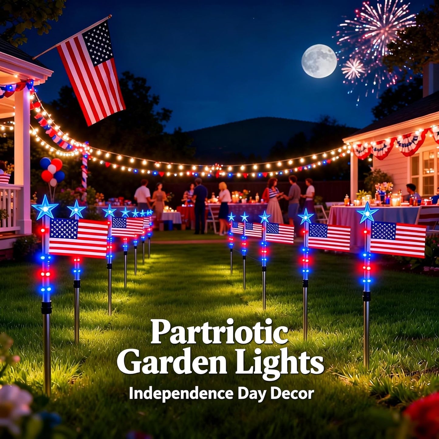 Solar American Flag Lights