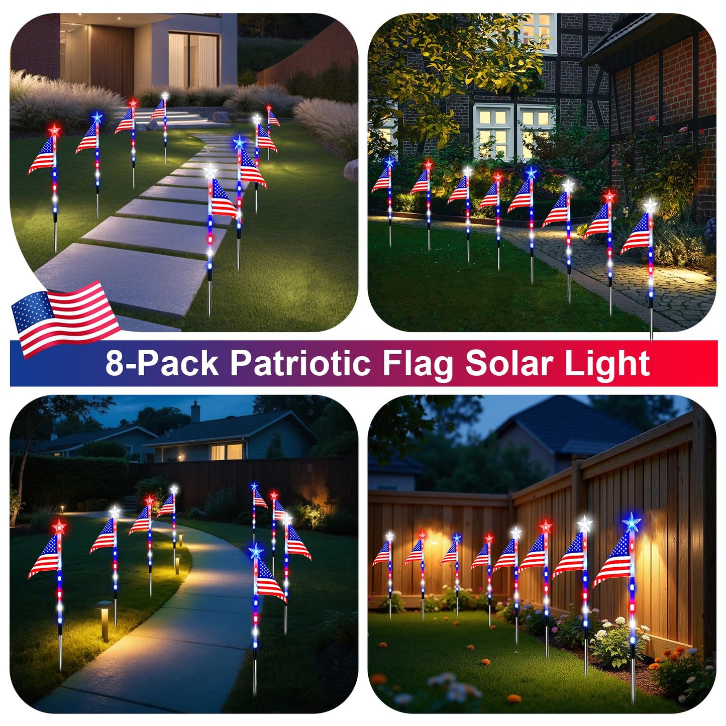 Solar American Flag Lights