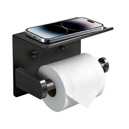 Rustproof Toilet Paper Holder with Shelf Space-Saving Wall Mount