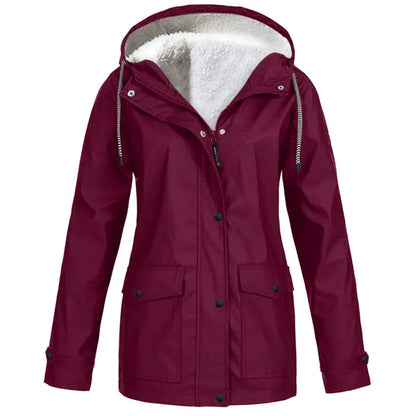 Women's Plush-Lined Windproof Hooded Jacket