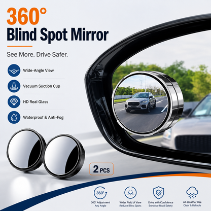2-Pack Blind Spot Mirrors 360 Adjustable Wide-Angle Rearview Safety Mirrors