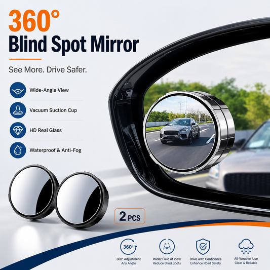2-Pack Blind Spot Mirrors 360 Adjustable Wide-Angle Rearview Safety Mirrors