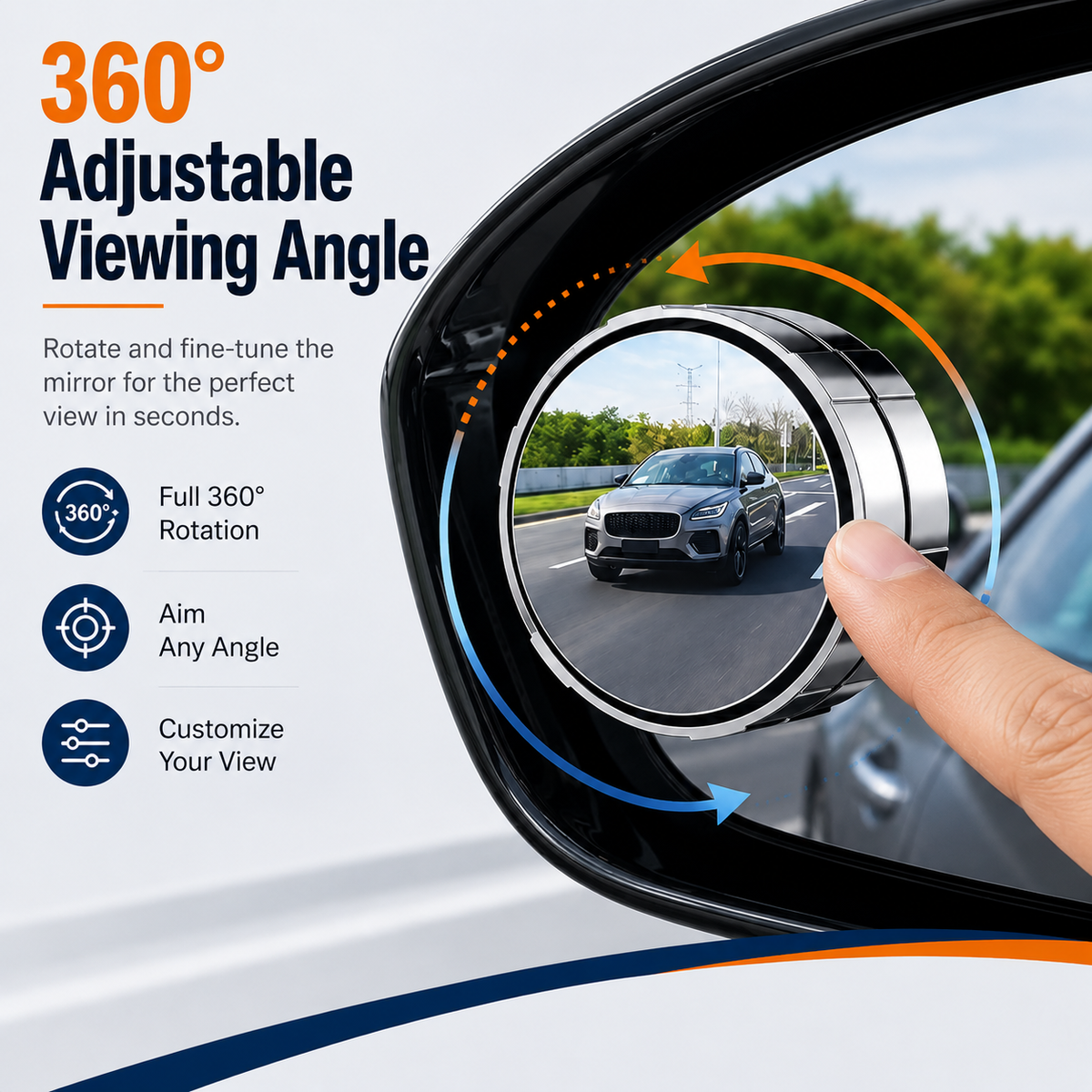 2-Pack Blind Spot Mirrors 360 Adjustable Wide-Angle Rearview Safety Mirrors