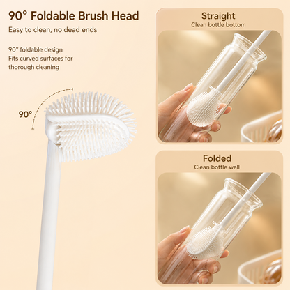 360 Silicone Bottle Cleaning Brush Long Handle Soft Bristle Cleaner for Bottles, Cups & Narrow Containers
