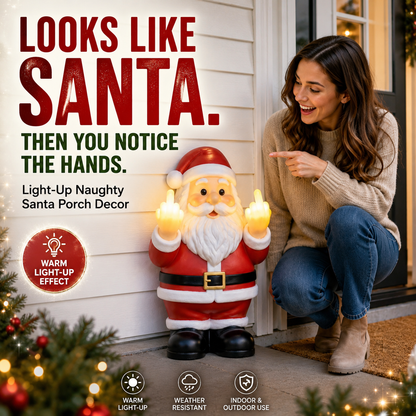 Mischievous Light-Up Middle Finger Santa Christmas Decor