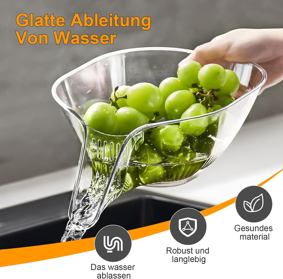 Drain Basket with Jumpstart Spout Accessories Gadgets for Washing Vegetables & Fruits