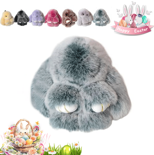 Easter Cute Bunny Plush Keychain - Iron Box Gift Option, Easter Sweet Surprise