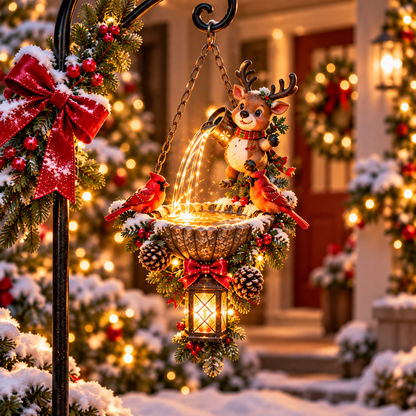 Santa s Magical Light Pour Cardinal Christmas Hanging Garden Lantern