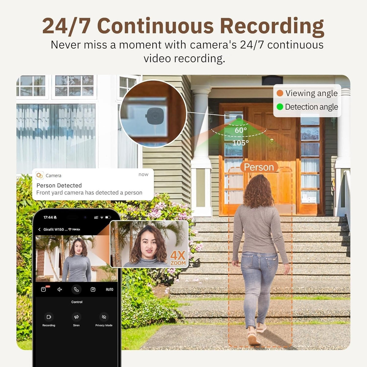 Crystal-clear security 2K camera Color Night Vision 24/7 Recording & Smart Alerts Easy Install!
