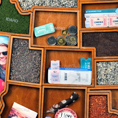 Personalized USA Travel Memory Map Collect & Display Your Travel Keepsakes