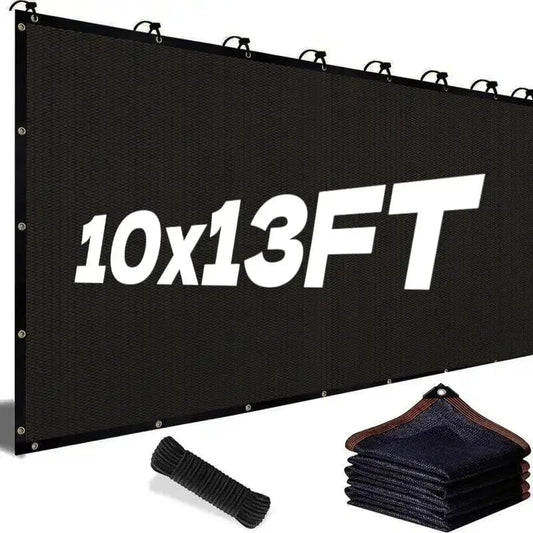 Blackout Cloth (Black) - 10 x 13ft UV-Resistant Shade Net with Reinforced Rivets