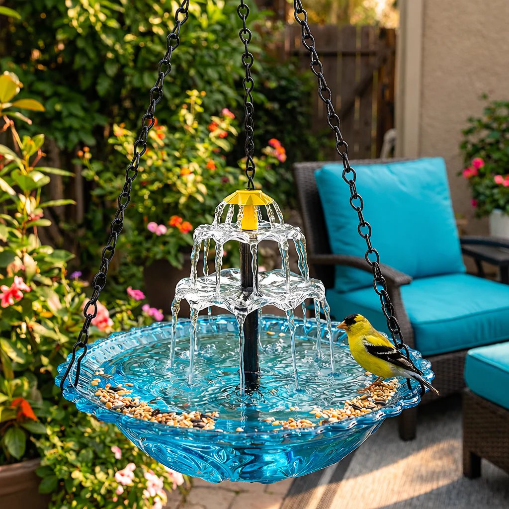 Spring --Solar Powered Hanging Bird Bath Fountain