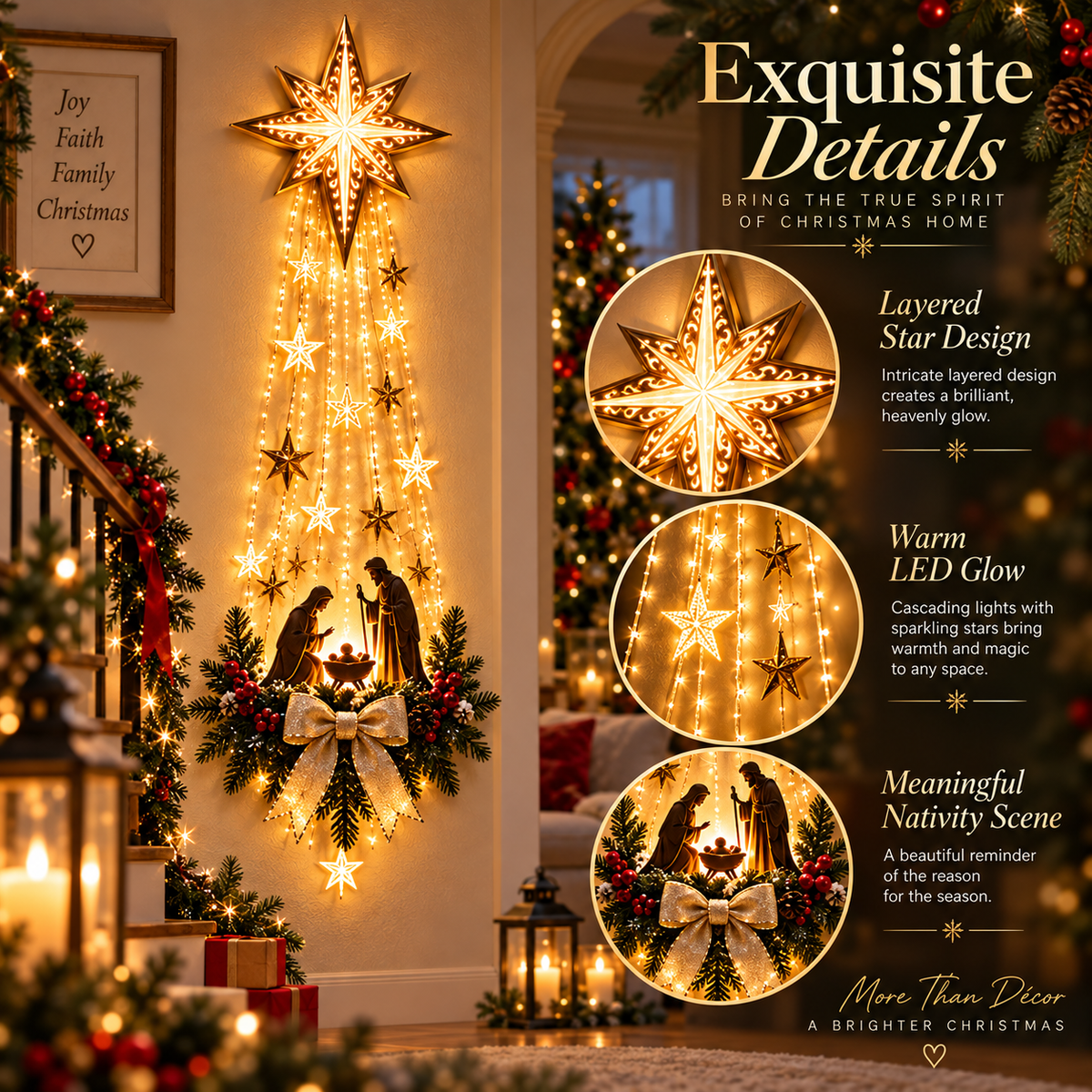 Bethlehem Star Lighted Nativity Wall Decor