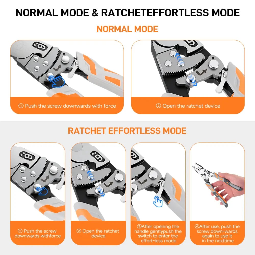 Self-Locking Ratchet Pliers Secure Grip, Less Effort