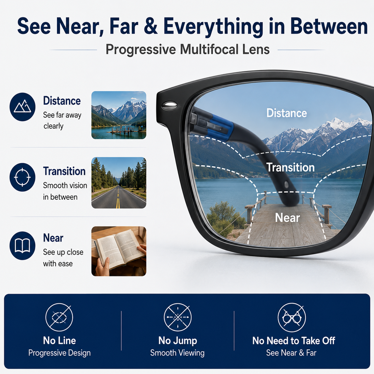 VisionSync AutoFocus+ Multifocal Glasses | Near-to-Far Vision for Adults 35+