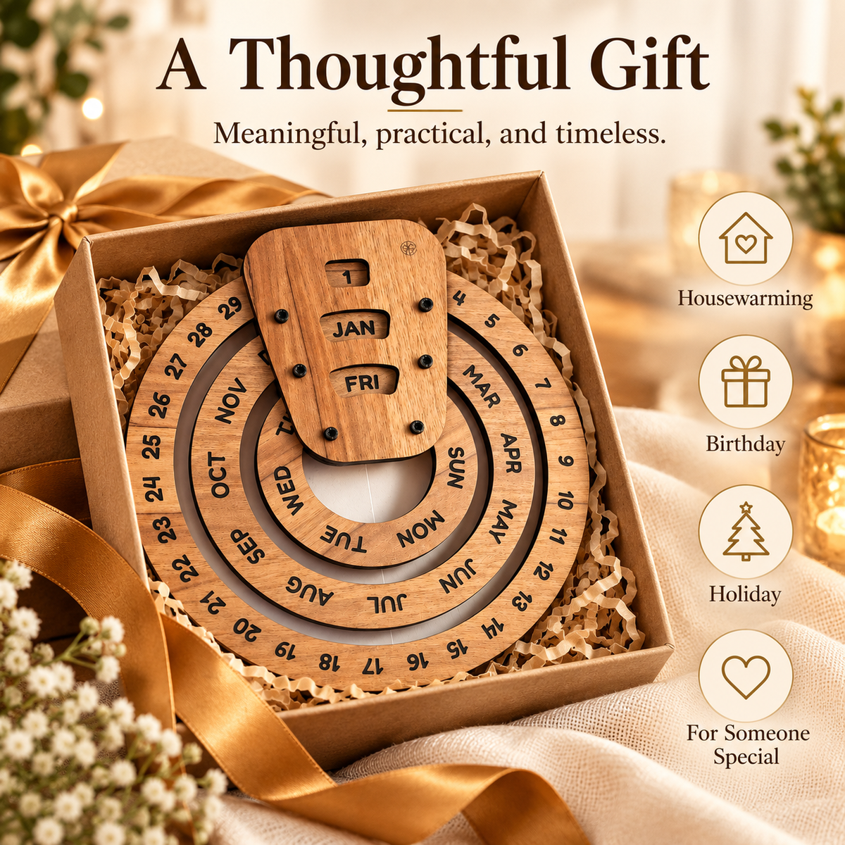 Perpetual calendar, wooden perpetual calendar