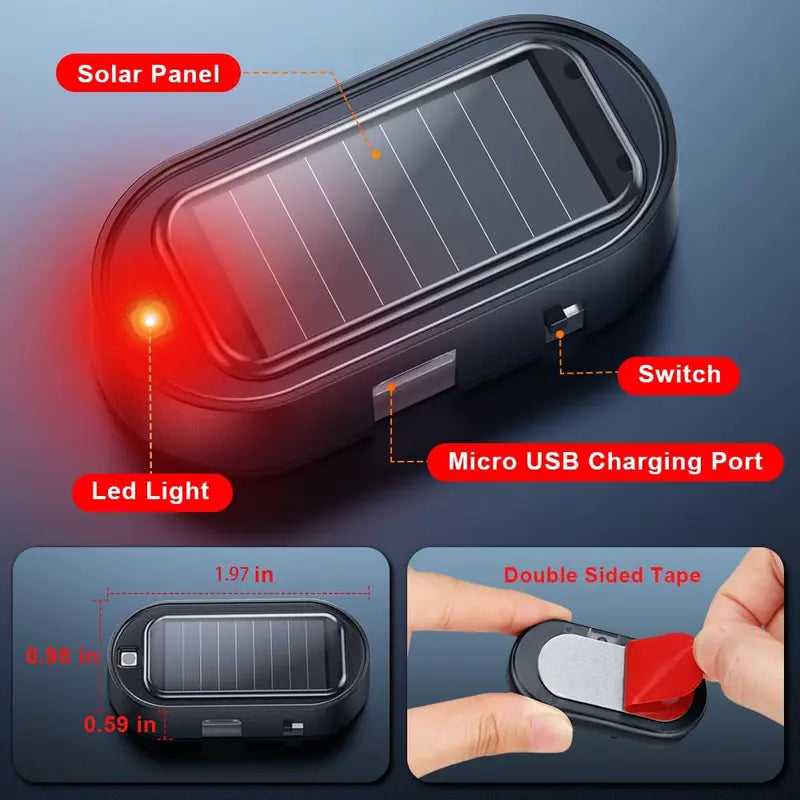 Solar Car Anti-Theft Light - Light Sensor Auto Flash Fake Warning Light for All Cars
