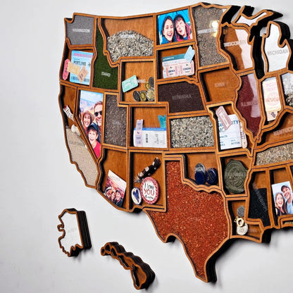Personalized USA Travel Memory Map Collect & Display Your Travel Keepsakes