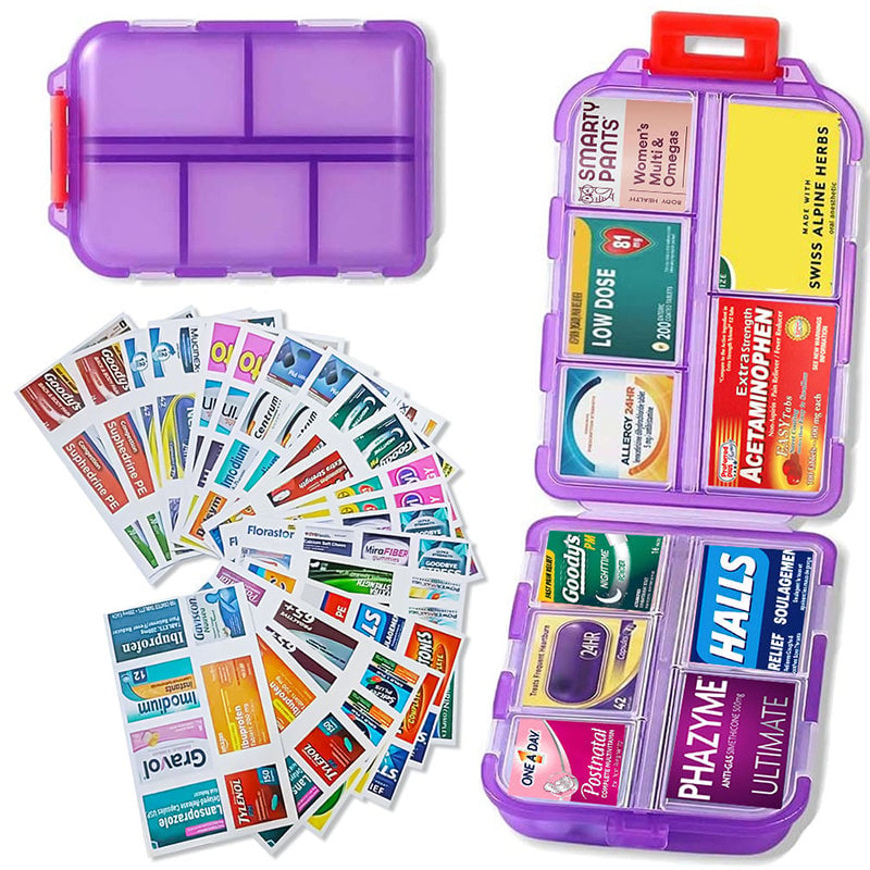 Mother's Day Travel Pill Organizer Box (161 Labels for Customization)