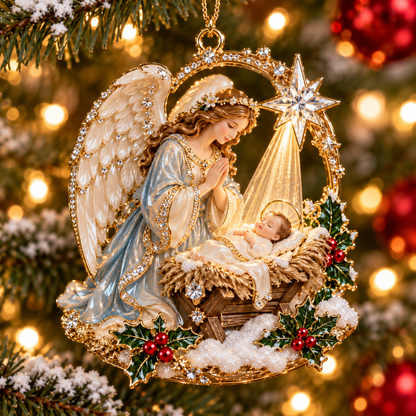 Heavenly Angel Christmas Ornament Crystal Star, Heaven s Gate & Nativity Faith Keepsake Collection