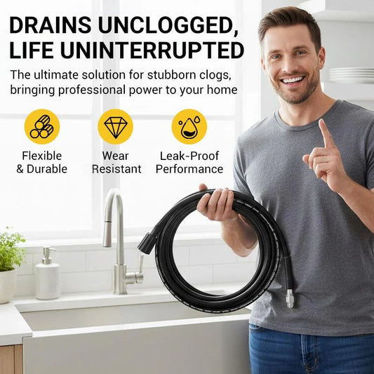 Triple-layer burst-proof hose PVC & stainless steel. Perfect for heavy-duty cleaning!