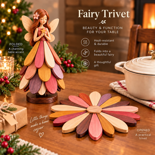 Fairy Bloom Trivet Foldable Fairy Decor & Heat-Resistant Table Protector
