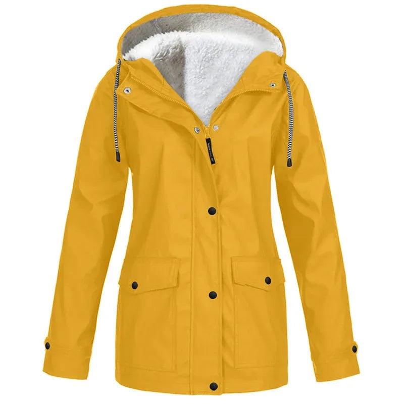 Women's Plush-Lined Windproof Hooded Jacket