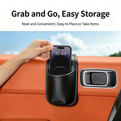 Huge Savings Leather Car Door Side Storage Pocket, Double Layer Organizer with Flannel Lining