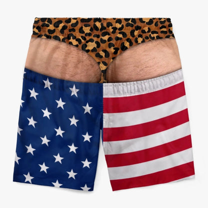 Funny Patriotic Men Swim Trunks - Personalized Birthday Gifts For Husband, Son, Grandson, Brother, Grandpa, Dad