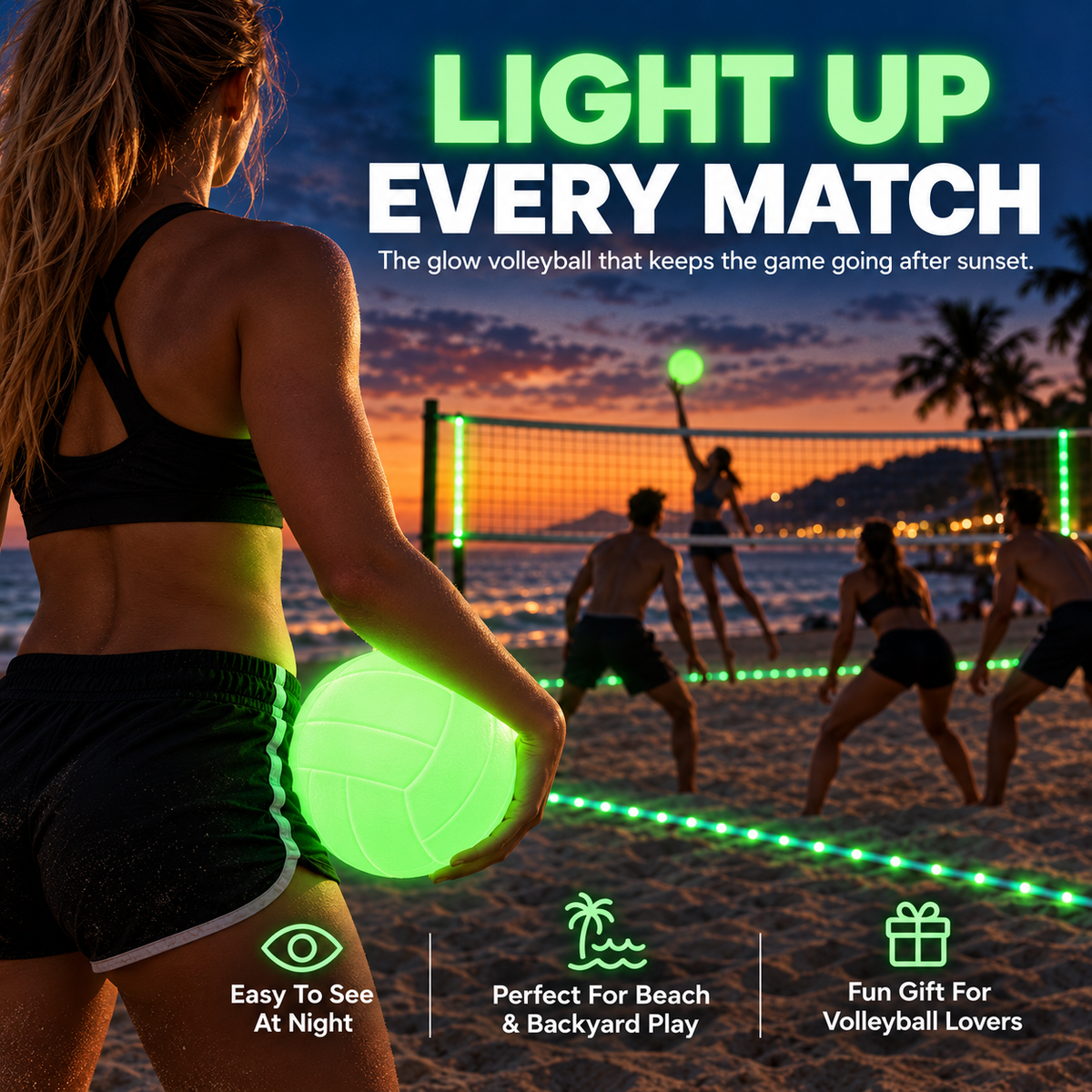Glow-in-the-Dark Volleyball Light Up Every Game After Sunset