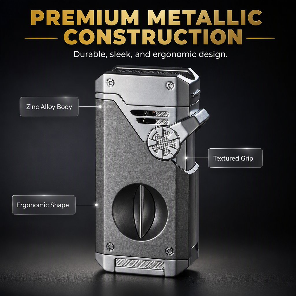 Multifunctional Quad-Flame Lighter Windproof & Refillable Butane Lighter