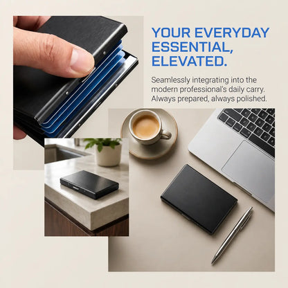 RFID Blocking Metal Card Holder, Ultra Slim Stainless Steel Business Credit Card Case