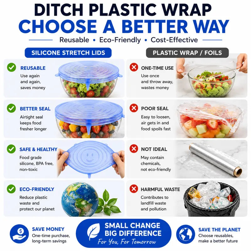 6 Pack Silicone Stretch Lids