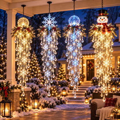 Crystal Cascade Christmas Light Hanging Snowflake & Crystal LED Porch D cor