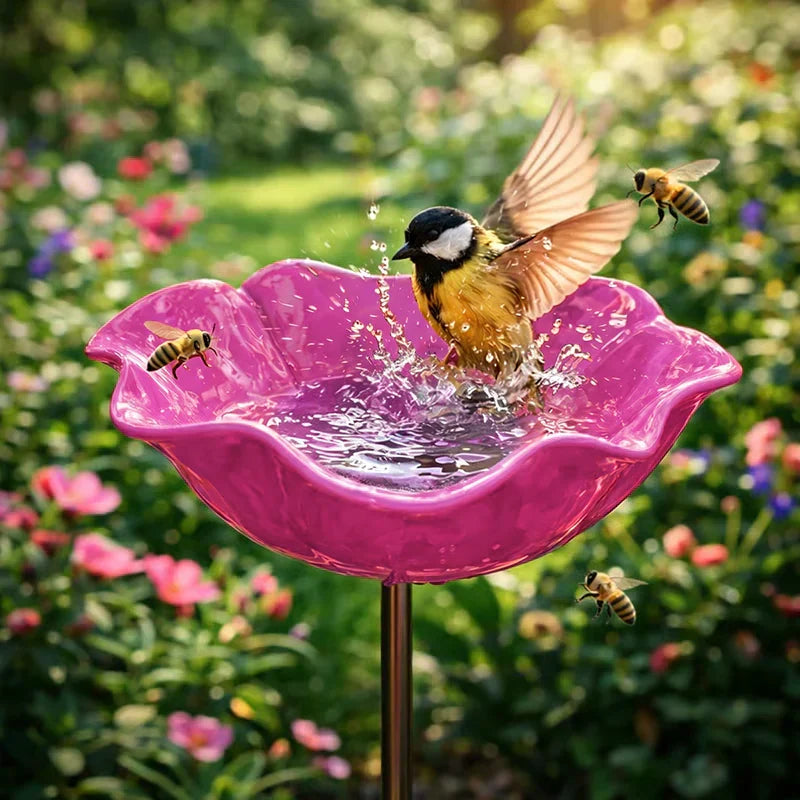 Metal Flower Bird Waterer