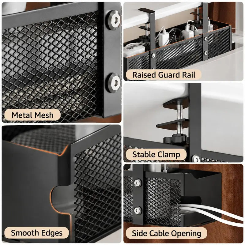 No-Drill Under Desk Cable Organizer Hide Cables & Power Strips for a Cleaner Workspace