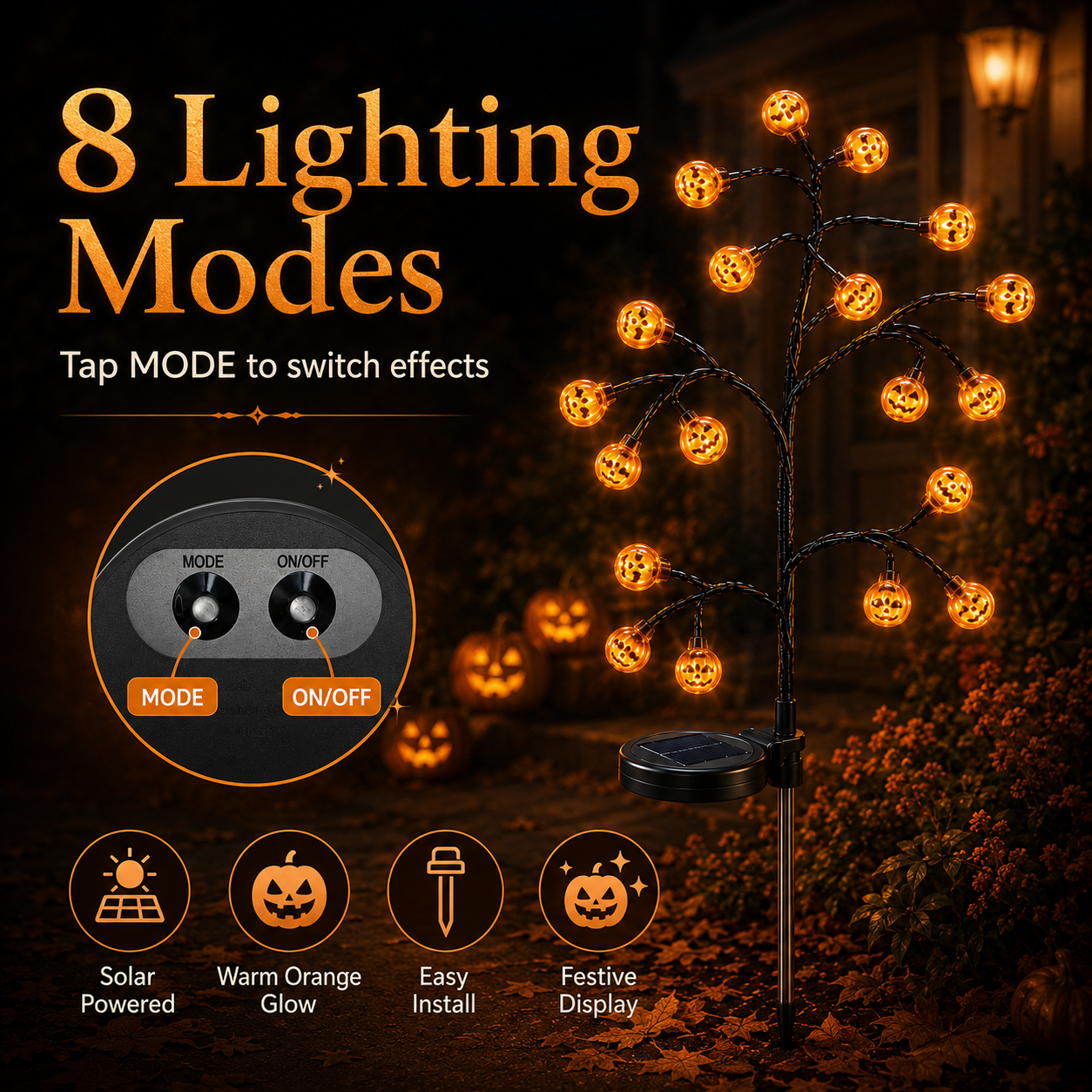 Solar Pumpkin Stake Light