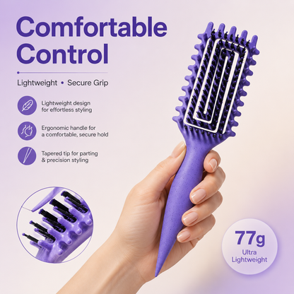 Defined Curl & Volume Styling Hair Brush 3-Side Clumping & Detangling Brush
