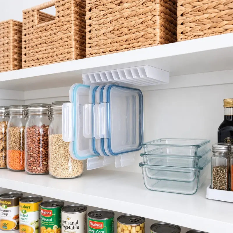 LidLoft 10-Slot Lid Organizer Home Storage Holder for Kitchen Cabinet, Drawer, Shelf, Wall Mount Use
