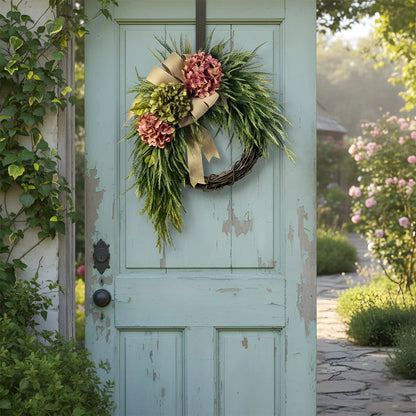 Handcrafted Rustic Hydrangea Wreath Cozy & Inviting Decor