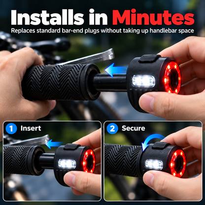 Bike Bar-End Safety Lights (Pair) | USB Rechargeable, Front & Rear Visibility, Hidden Mount