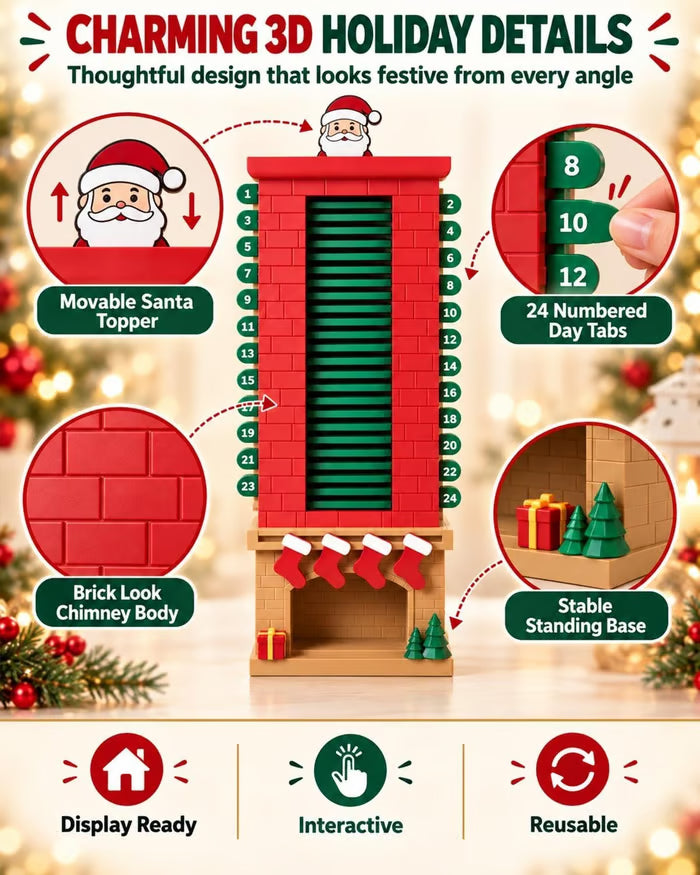 Santa Chimney Advent Calendar 24-Day Christmas Countdown