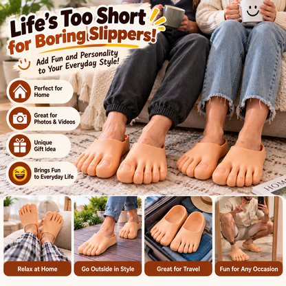 Realistic Barefoot Slippers Funny Giant Toe Slides, Hilarious Prank Gift