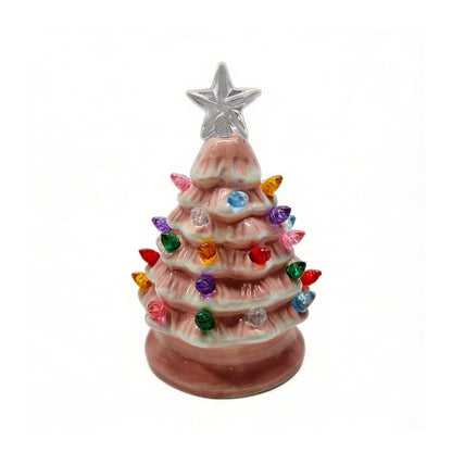 Mini 4.5-inch retro LED ceramic Christmas tree (lighted) suitable for holiday decor or as a gift