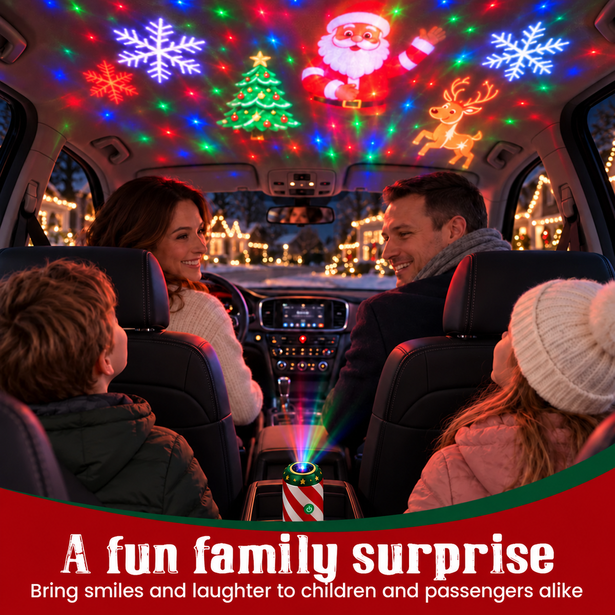 🎅🌠🎄 Merry Ride Christmas Car Projector Light – 5D Festive Projection Effect！