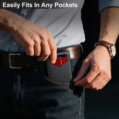 Men's RFID Minimalist Bifold Wallet - 1 ID Window, Pop Up Card Holder, Money Clip