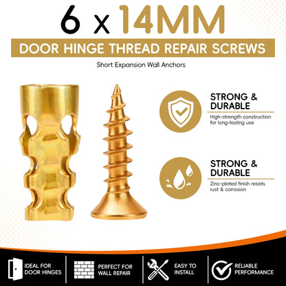 6x14mm Short Expansion Wall Anchors for Cabinet Hinge Repair