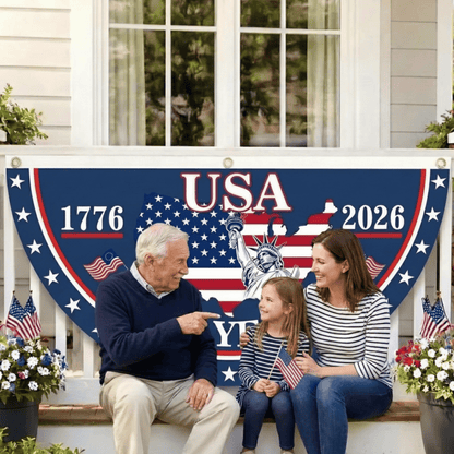 America 250th Birthday Semicircular Flag Banner 1776 2026 Patriotic Bunting
