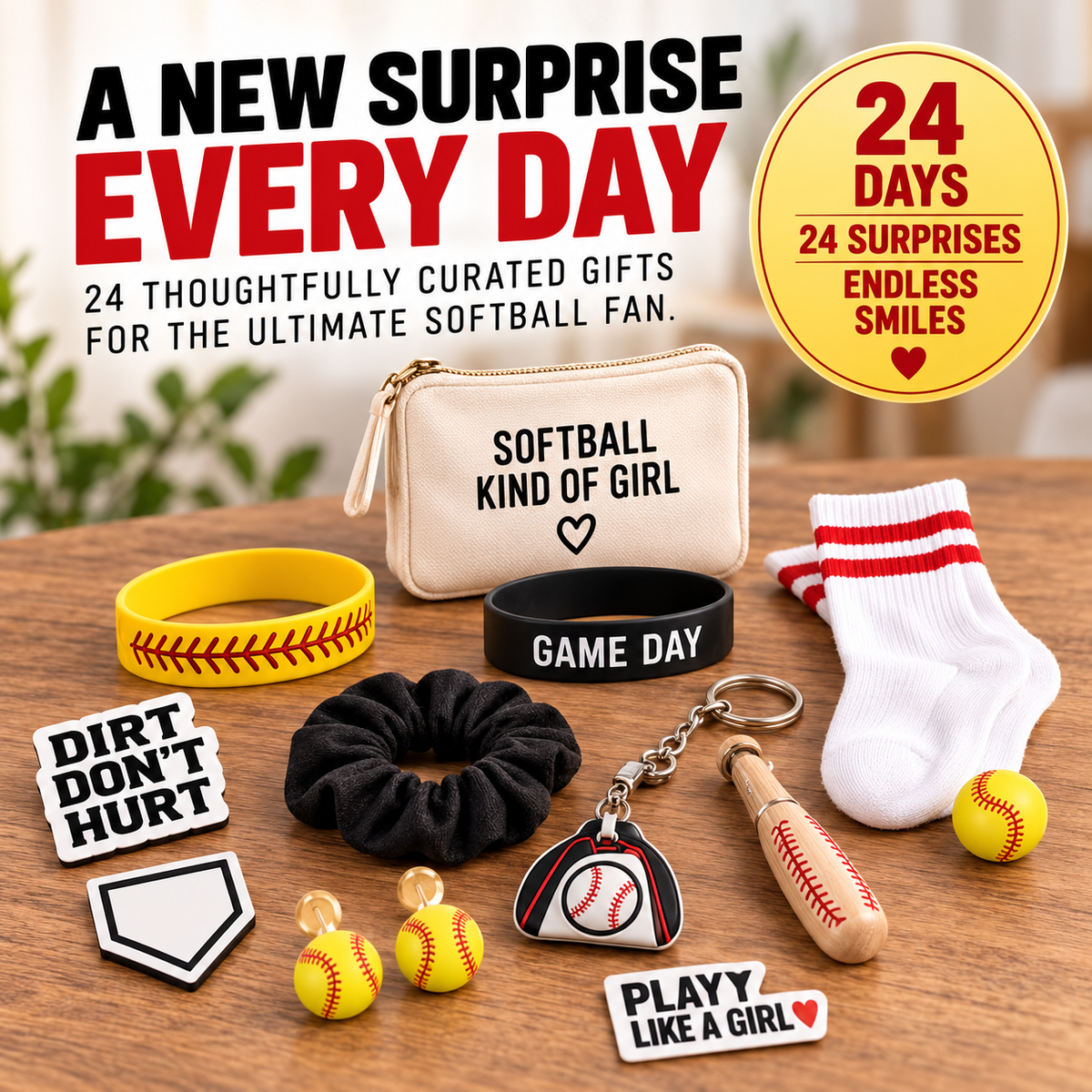 Softball GirLs Advent Calendar 24 Days of Christmas Surprises