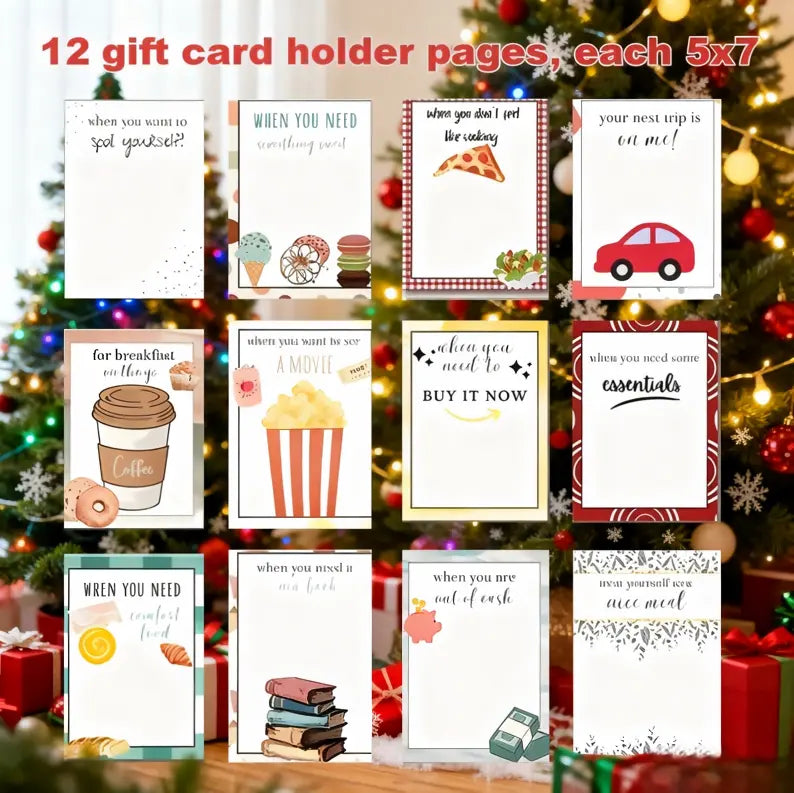 DIY Spiral-Bound Christmas Gift Card Album with Surprise Pages